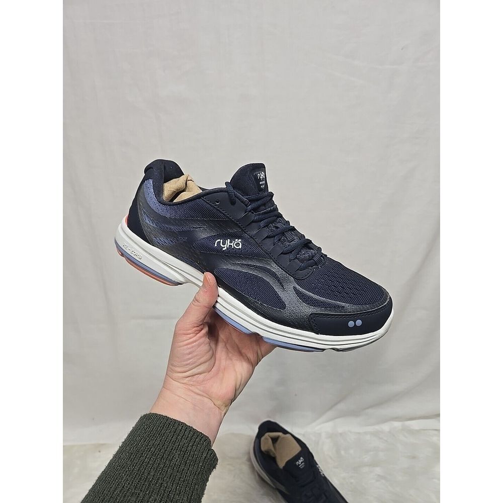 Ryka Women's Devotion Plus 2 Walking Shoe 9.5 M Navy Coral Lace Up Sneakers